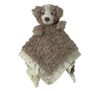 Mary Meyer Brown Puppy Dog Lovey 13" Baby Security Blanket Satin Trim & Back